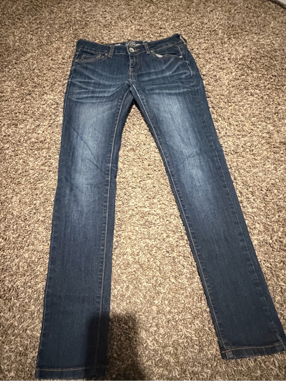 refuge Dark Blue Skinny Jeans with Faded Whiskering